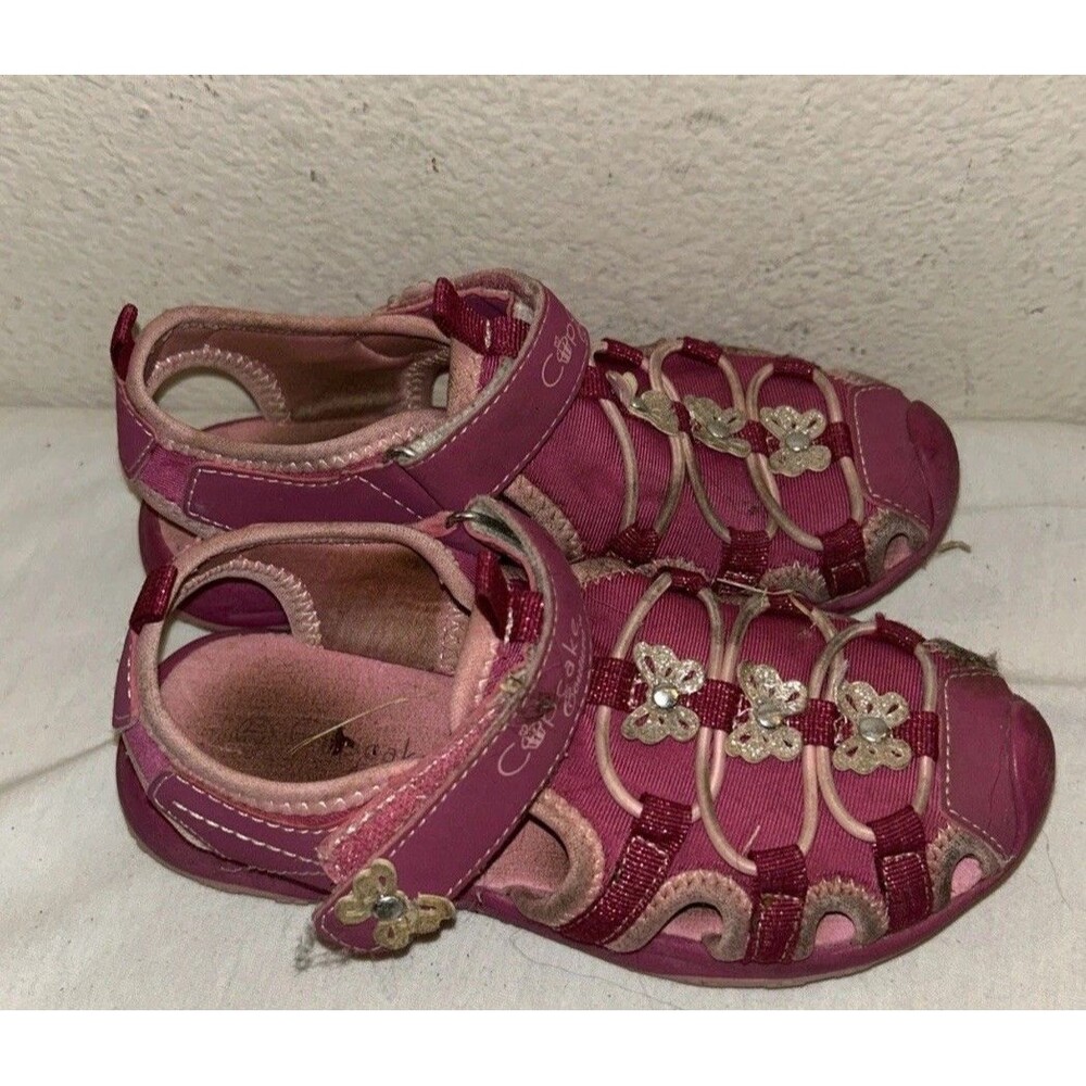 Cupcake Couture Girls Sport Sandals Pink Butterfly Closed Toe Water Shoes Size 1